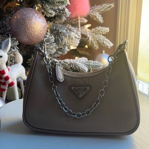 Prada Tessuto Nylon Mini Re-Edition 2000 Shoulder Bag - Cameo Beige